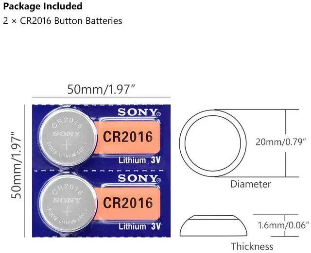 Alt view image 3 of 6 - 2Pcs For Sony CR2016 3V Lithium Battery DL2016 ECR2016 LM2016 BR2016 CR 2016 li-ion Button cell Coin Batteries For watch toys