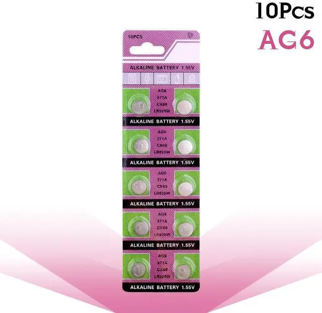 Alt view image 3 of 6 - 10pcs  AG6 LR920   L921 Button Batteries SR927 171 Cell Coin Alkaline Battery 1.55V 371A CX69 LR920W For Watch Toys Remote
