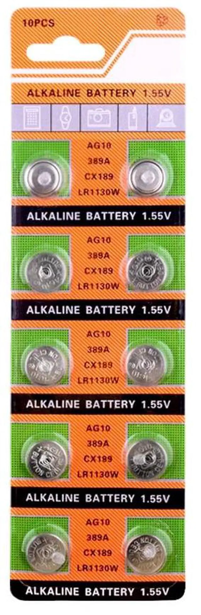 Alt view image 2 of 6 - 30x LR1130 AG10 V10GA Cell Battery Watch Button Coin 189 389 390 LR54 Battery 30Pcs AG10 G10A SR1130 LR1130 390A D189 Alkaline