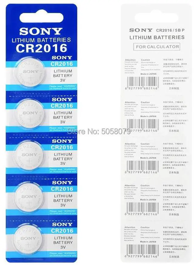 Alt view image 4 of 5 - 5pcs FOR SONY CR2016 Button Batteries LM2016 BR2016 DL2016 Cell Coin Lithium Battery 3V CR 2016 For Watch Electronic Toy Remote