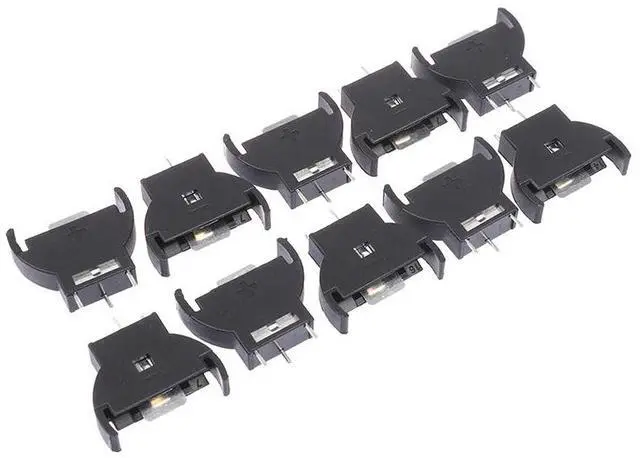 Alt view image 6 of 6 - 10Pcs Black Plastic 3 PINS CR2032 Half-Round Lithium Button Cell Coin Battery Box Holder Case CR 2032 Batteries Holder Socket