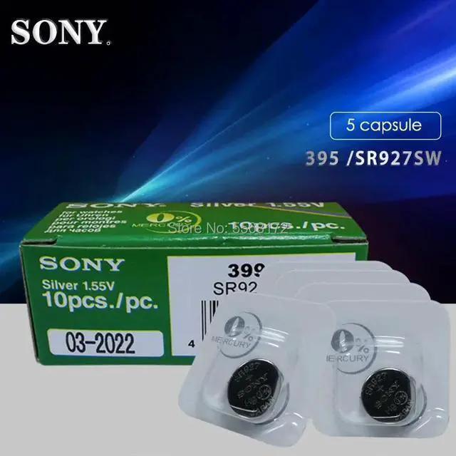Main image of 5pc SONY SR927 SR927SW LR57 395/399 SR57 Silver Oxide 1.55V Coin Battery Mercury Free High Quality Button Cell Watch Batteries