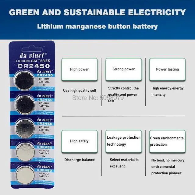 Alt view image 2 of 6 - 10pcs CR2450 3V CR 2450 DL2050 BR2450 Lithium Battery Button Cell Batteries Battery Cell Button For Toys Remote Scale