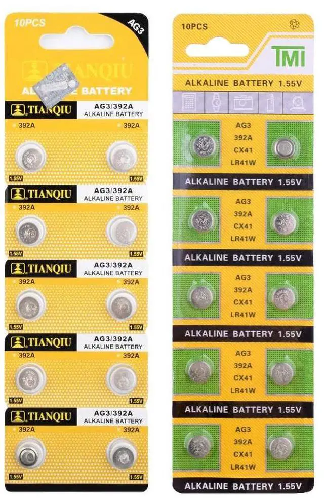 Alt view image 5 of 5 - 20PCS/lot AG3 392A L736 LR41 392 384 SR41SW CX41 192 button cell Coin Battery for watch ,20pcs 1.55V AG3 Alkaline Battery