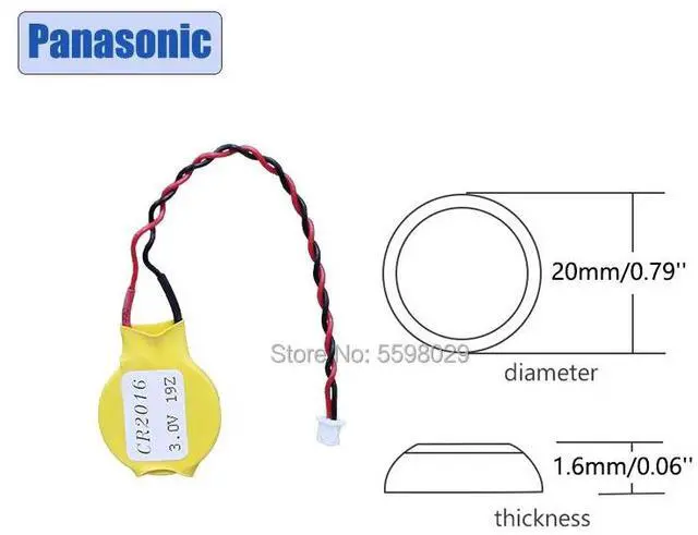 Alt view image 4 of 6 - Battery CR2016 2016 Button Battery with Wire and Plug CMOS 3V BIOS Battery