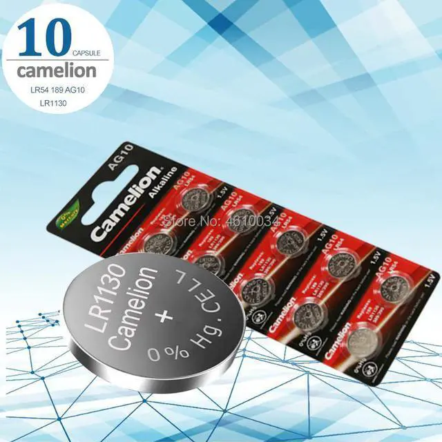Main image of 10pcs/lot AG10 389 LR54 SR54 SR1130W Camelion Battery Cell 1.5V AG10 LR1130 Alkaline Button Battery 189 LR1130 Button Batteries