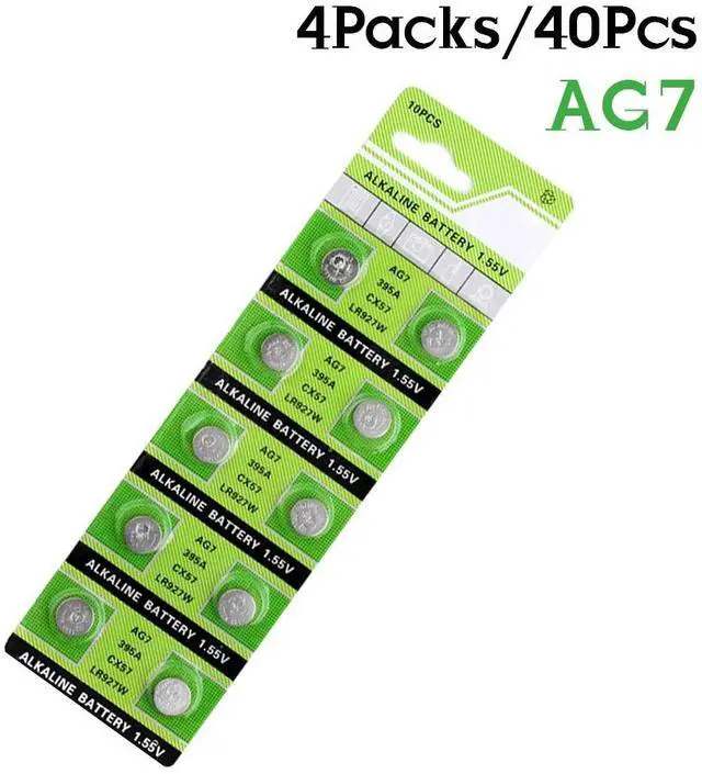 Alt view image 3 of 6 - 40PCS 1.55V AG7 LR927 LR 927 Alkaline Battery Button Coin Cell Watch Batteries LR927 LR57 SR927W 399 GR927 395A 195 395 399