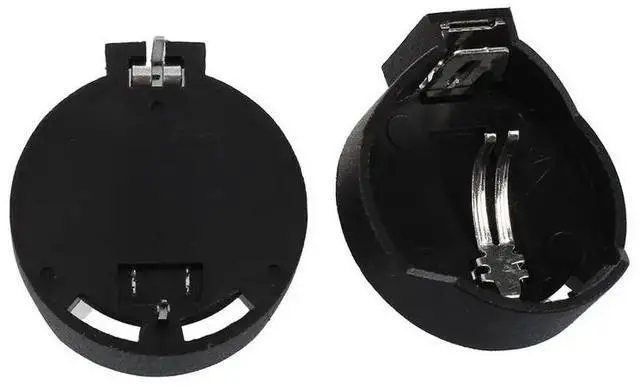 Alt view image 2 of 6 - 10pcs Black Plastic Round Button Battery Holder Case for for single CR/LIR2032 2025 2016 button battery