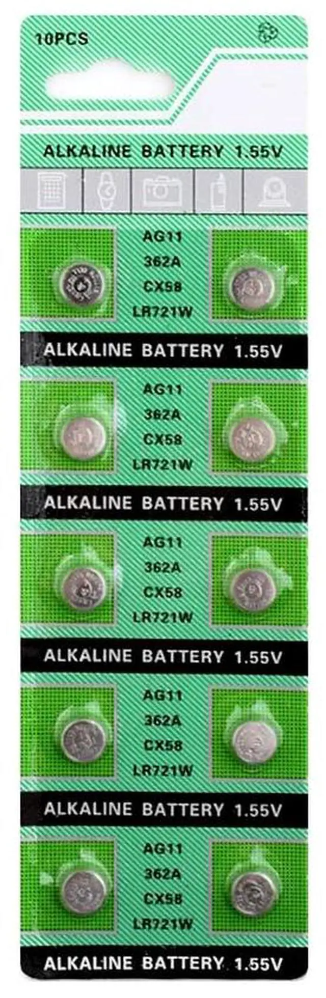 Alt view image 5 of 6 - 10PCS AG11 1.5V Coin Cell Watch Batteries  LR47 SR721SW LR721 V362  Button Battery Suitable Supports Watch Calculator