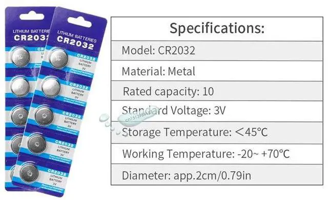 Alt view image 2 of 4 - kpay 10pcs CR2032 Button Batteries BR2032 DL2032 ECR2032 Cell Coin Li-lon Battery 3V CR 2032 For Watch Electronic