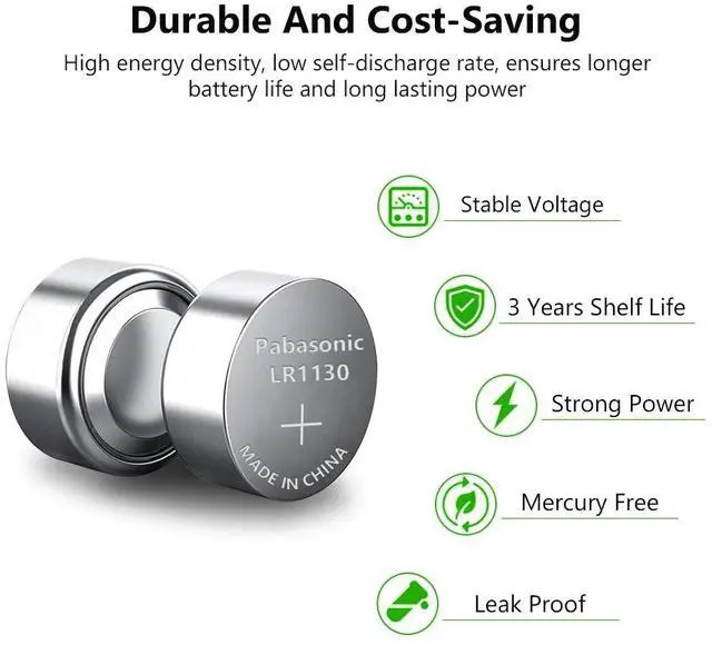 Alt view image 5 of 6 - 10Pcs AG10 Battery LR1130 Coin Button Cells 1.5V LR54 189 L1131 SR1130 G10 V10GA 389 Alkaline For Watch Toys Button Cell Battery