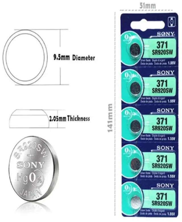 Alt view image 3 of 4 - 10pcs Sony 45mAh 1.55V AG6 371 SR920SW LR920 171 370 L921 LR69 SR920 Button Batteries For Watch Toy Remote Cell Coin Battery