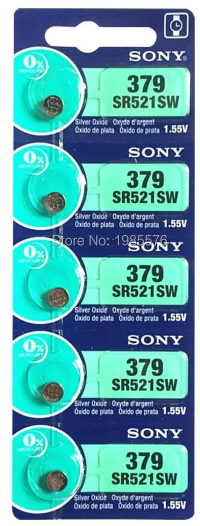 Alt view image 5 of 6 - 10pcs/lot For Sony 379 1.55V Silver Oxide Watch Battery 379 SR521SW D379 SR63 V379 AG0 Button Coin Cell MADE IN JAPAN