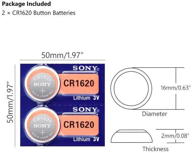 Alt view image 3 of 6 - 2020  2Pcs  CR1620 Button Cell Coin Batteries CR1620 Car Remote Control Electric Alarm 1620 ECR1620 DL1620 3V Lithium Battery