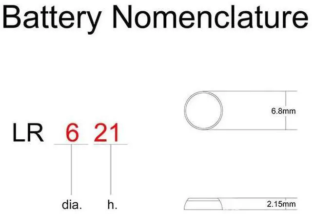 Alt view image 3 of 3 - Alkaline Button Coin Cell Watch Battery AG1 1.5V SR621SW Equivalences 164 364 621 D364 GP364 L621 LR621 LR621H SR621W SW621 V364