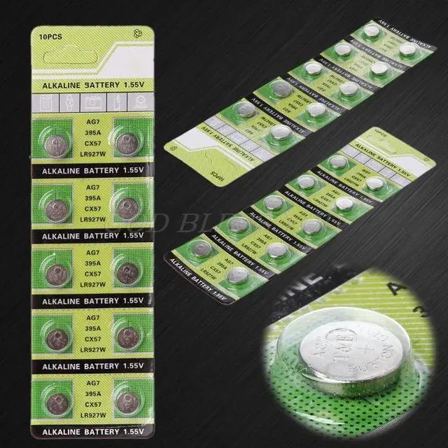 Alt view image 5 of 6 - 10PCS Alkaline Battery AG7 1.55V Button Coin Cell Watch Batteries LR927 LR57 SR927W 399 GR927 395A Drop Shipping