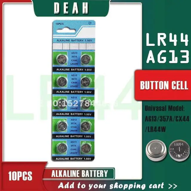 Main image of DEAH 10PCS 1.55V AG13 LR44 Alkaline Cell Coin Battery AG 13 LR44W LR1154 SR44 A76 357A 303 357 Button Batteries For Watches Toys