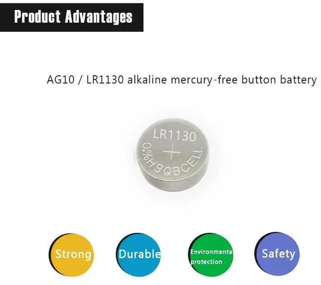 Alt view image 5 of 6 - 50PCS DEAH 1.55V AG10 LR1130 Alkaline Cell Coin Battery AG 10 SR54 189 389 SR1130 L1131 G10A Button Batteries For Watches Toys