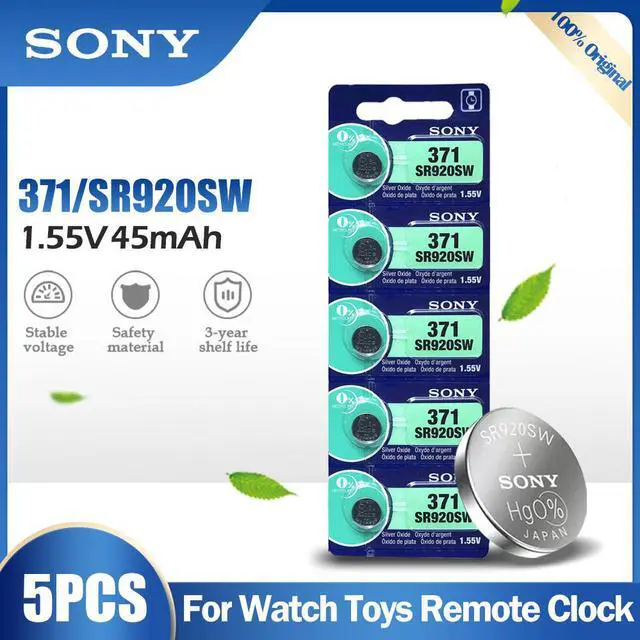 Main image of 5PCS Sony 371 SR920SW AG6 920 LR920 LR69 171 370A 371A 1.55V Silver Oxide Battery For Watch Calculator Button Cell Coin