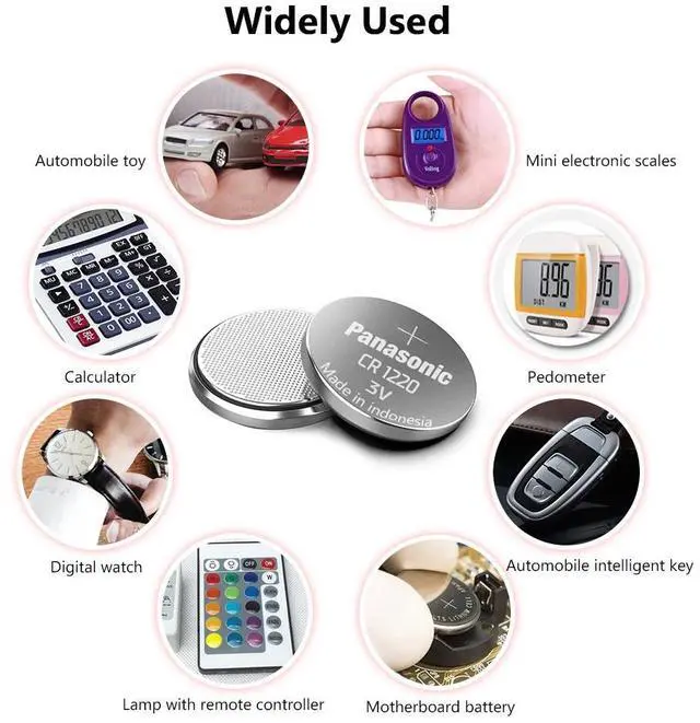 Alt view image 6 of 6 - 5pcs  High Energy Cr1220 CR 1220 3v Button Cell Coin Batteries For Watch DL1220 BR1220 ECR1220 LM1220 KCR1220 KL1220