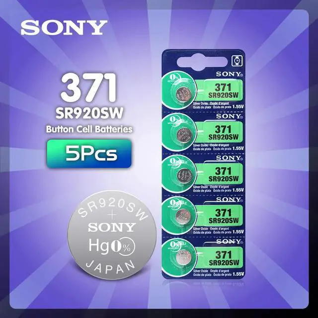 Main image of 5pc For Sony AG6 371 SR920SW 920 1.55V Watch Battery CX69 S21 605 SR920SW 371 Button Coin Cell MADE IN JAPAN