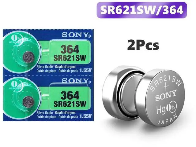 Alt view image 2 of 6 - 2pcs  For Sony 1.55V 364 SR621SW V364 SR60 SR621 AG1 Watch Battery Button Coin Cell Batteries MADE IN JAPAN