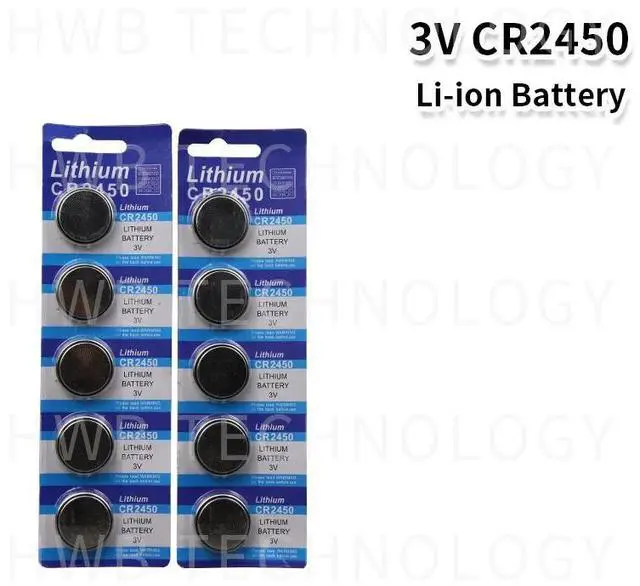 Alt view image 2 of 4 - 10pcs CR2450 button cell coin battery 2450 ECR2450 KCR2450 5029LC LM2450 3V lithium Battery For Watch Electronic Devices