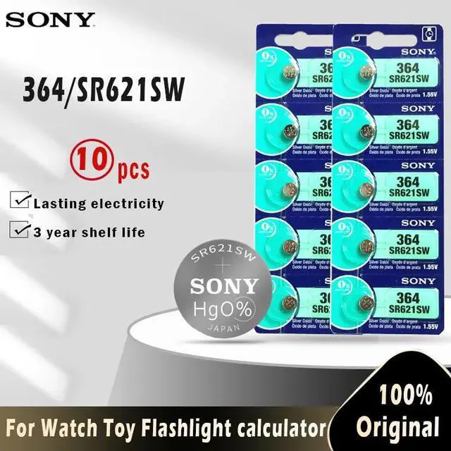Main image of 10PCS Sony 364 SR621SW V364 SR60 SR621 AG1 LR621 164 531 1.55V Button Batteries For Watch Toy Remote Cell Coin Battery