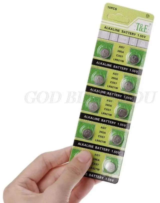 Alt view image 5 of 6 - 10Pcs Alkaline Battery AG7 1.55V Button Coin Cell Watch Batteries LR927 LR57 SR927W 399 GR927 395A Drop Shipping