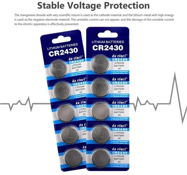 Alt view image 2 of 6 - 10pieces CR2430 3 Volt Lithium-ion Button Battery CR 2430 ECR2430 KL2430 KCR2430 BR2430 Coin Battery For Watch Calculator