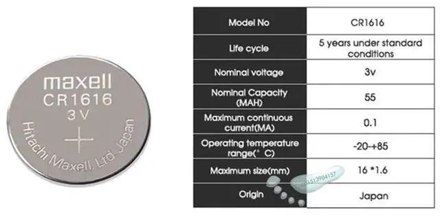 Alt view image 5 of 5 - 2pc Maxell CR1616 DL1616 ECR1616 LM1616 1616 3V Lithium Batteries Cell Button Coin Battery
