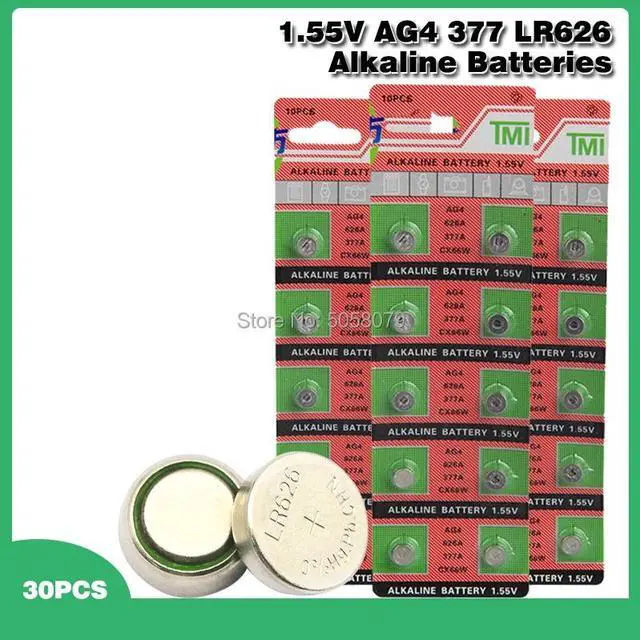 Main image of 30pcs/pack AG4 LR626 377 Button Batteries SR626 177 Cell Coin Alkaline Battery 1.55V 626A 377A CX66W For Watch Toys Remote