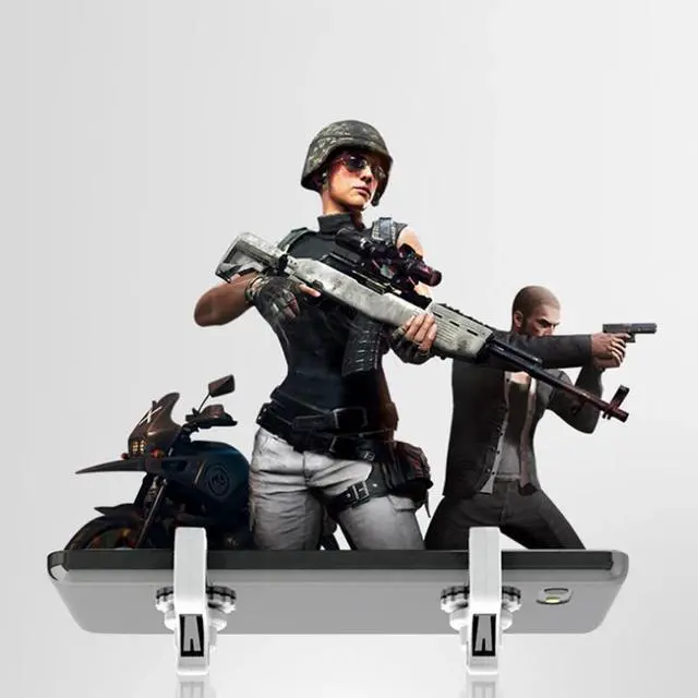 Alt view image 4 of 6 - 1Pair Gaming Trigger Smart Phone Games Shooter Controller Fire Button Handle For PUBG/Rules of Survival/Knives Out L1 R1 UM