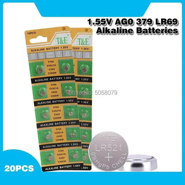 Main image of 20x AG0 Alkaline Button Coin Cell Batteries 379 SR521SW D379 V379 V520 280-59 GP379 SR63 AG0 618 JA LR521 Watch Bateria