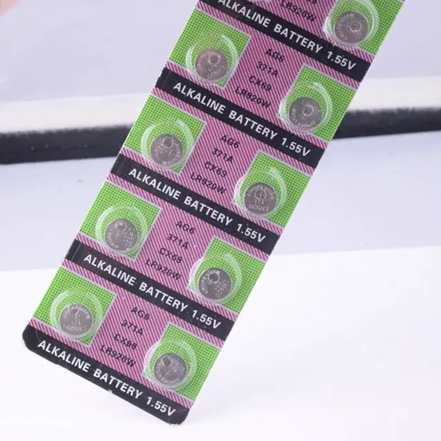 Alt view image 4 of 6 - 10 x 1.55V AG6 Button Coin Cell Watch Battery Batteries AG6 LR920W LR921 SR920SW 371A Alkaline Coin Button Cell For Watch