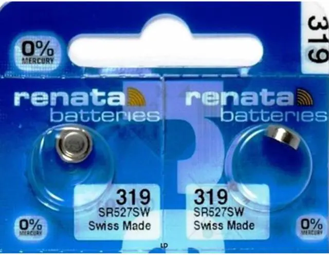 Main image of 2X RETAIL Brand  Renata LONG LASTING 319 SR527SW SR527 V319 Watch Battery Button Coin Cell Swiss Made Original