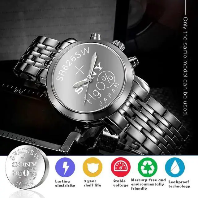 Alt view image 2 of 6 - 10PCS SONY 371 SR920SW 1.55V Silver Oxide Button Cell Battery 171 LR920 LR69 AG6 for Watch Toys Single grain packing