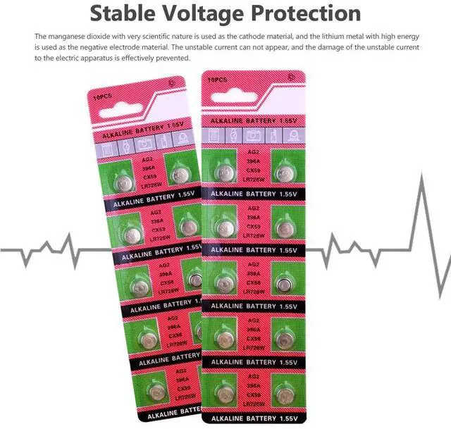 Alt view image 5 of 6 - 10pcs  button batteries for SR726 196 397 unit coin alkaline batteries 1.55V AG2 SR726 LR59 for watch toy remote control