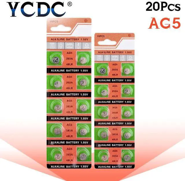 Alt view image 2 of 5 - 20pcs/pack LR754 393 AG5 Button Battery SR754 193 Cell Coin Alkaline Batteries 1.55V 393A 48LR G5A For Watch Toys Remote