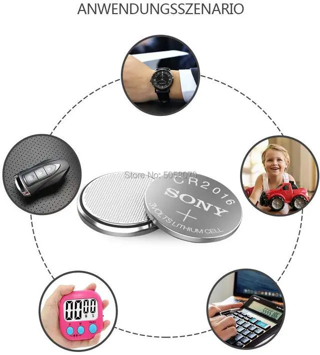 Alt view image 5 of 5 - 5pcs FOR SONY CR2016 Button Batteries LM2016 BR2016 DL2016 Cell Coin Lithium Battery 3V CR 2016 For Watch Electronic Toy Remote