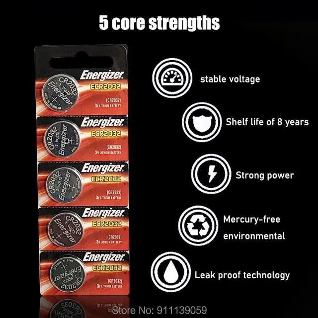 Alt view image 3 of 6 - 10PCS Energizer CR2032 Button Cell Battery 3V Lithium Batteries for Watch Toys Computer Calculator Control DL/CR 2032