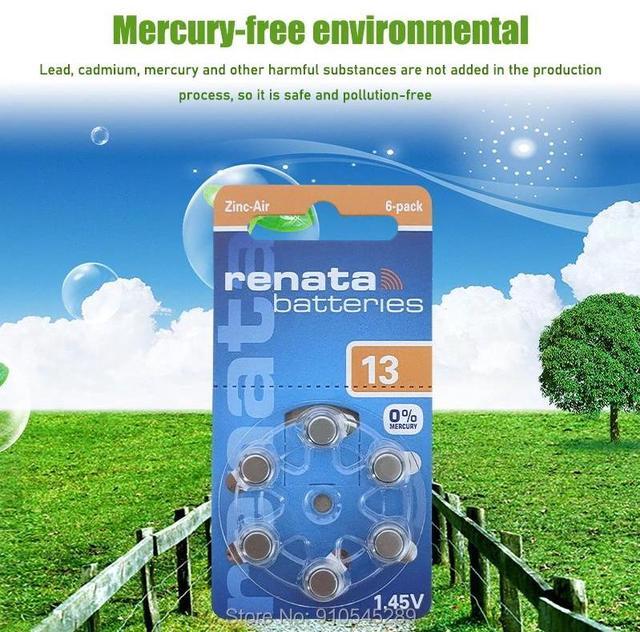 Alt view image 6 of 6 - 30pcs/5pack RENATA A13 13A ZA13 13 1.45V Advanced Button Cell Battery Hearing Aid Batteries