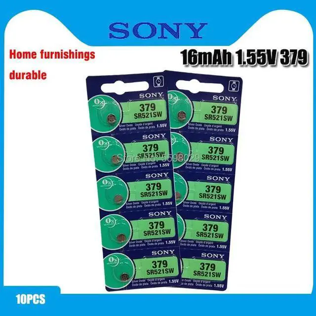 Main image of 10pcs Sony 379 SR521SW D379 SR63 V379 AG0 Watch Battery Button Coin Cell MADE IN JAPAN Brand