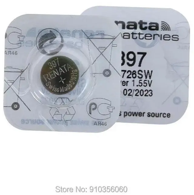 Alt view image 6 of 6 - 10PCS Renata 397 Brand  LONG LASTING SR726SW 1.55V Swiss Made Button Coin Cell Silver Oxide Watch Battery