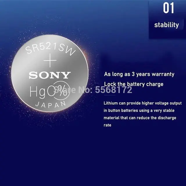 Alt view image 3 of 5 - 10pcs Sony 379 SR521SW D379 SR63 V379 AG0 Watch Battery Button Coin Cell MADE IN JAPAN Brand