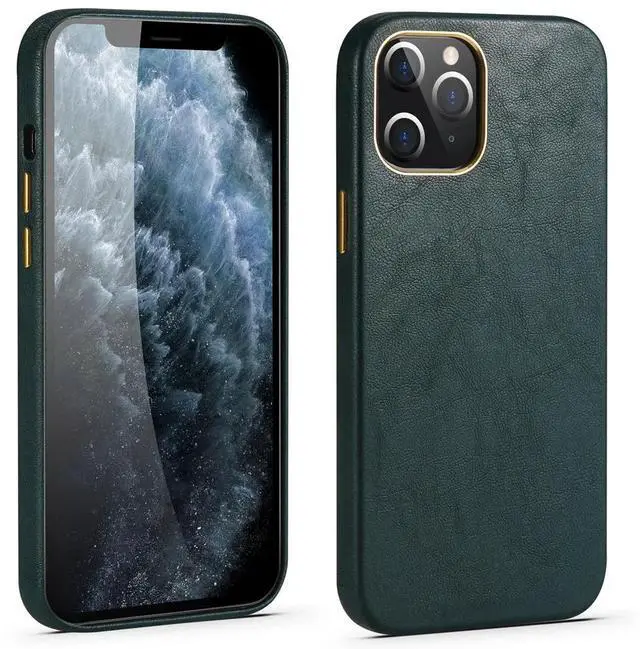 Alt view image 2 of 6 - Luxury Genuine Leather Back Cover For iPhone 11 12 Pro Max X XS XR 7 8 Plus SE 2020 12 Mini Case Real Leather Metal Button