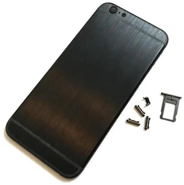 Alt view image 4 of 6 - Replacement Black Luxurious Housing for iphone 6 Back Cover Chassis Middle Frame Battery Door Black with Card Tray and Buttons
