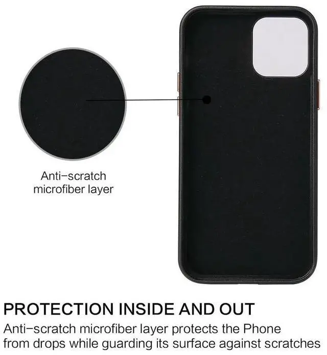 Alt view image 6 of 6 - For iPhone 12 Pro Case Genuine Leather Luxury Phone Case For iPhone 12 Pro Max 12 Mini Cover Metal Buttons Real Leather