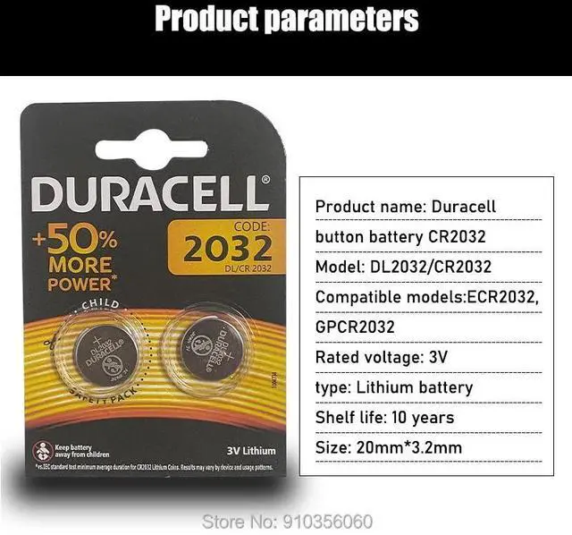 Alt view image 5 of 6 - 50PCS for DURACELL CR2032 Button Cell Battery 3V Lithium Batteries for Watch Computer Calculator Control DL/CR 2032