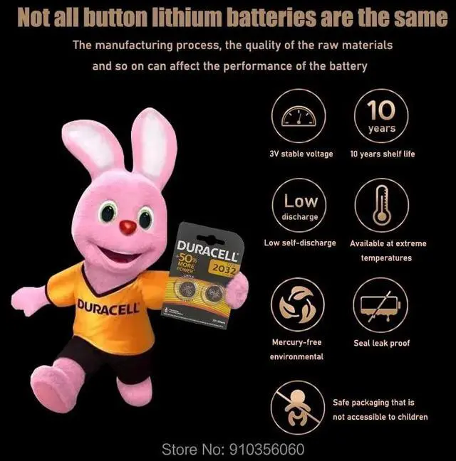 Alt view image 3 of 6 - 50PCS for DURACELL CR2032 Button Cell Battery 3V Lithium Batteries for Watch Computer Calculator Control DL/CR 2032